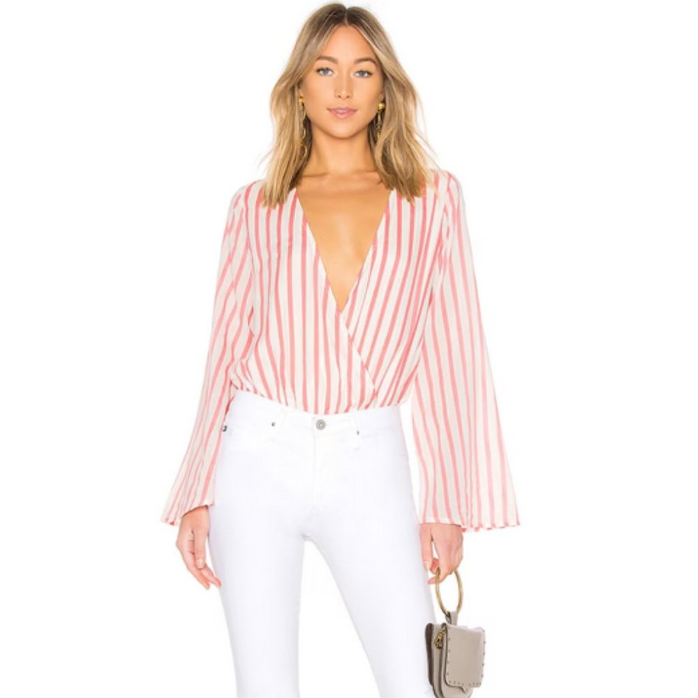 L'Academie Matteo Bodysuit in Red Stripe from Revolve